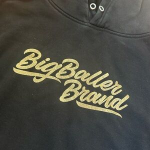 Big Baller Brand Large Black Hoodie, Gold Writing